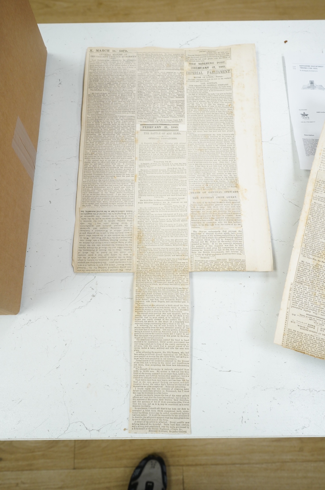 Two late 19th century Sevres campaign plates from a dining set owned by Marshall Edouard Mortier, Duke of Trevise, and later Prime Minister of France, together with a related letter dated 1928 from a descendant mentionin